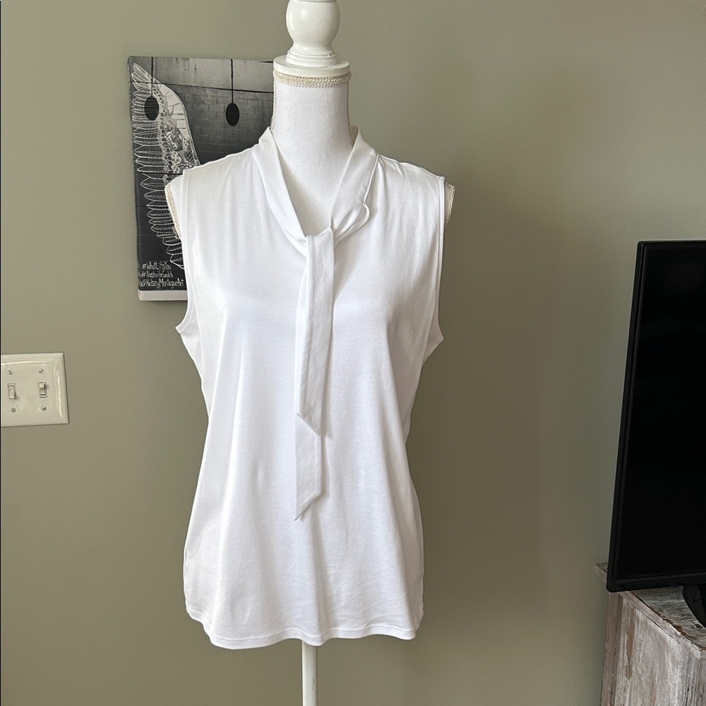Ann Taylor White Sleeveless Blouse